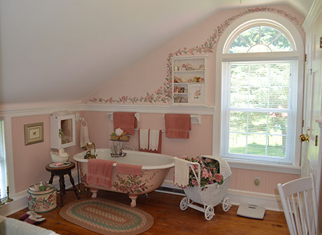 An old fashioned claw footed tub is perfect to soak you troubles away.